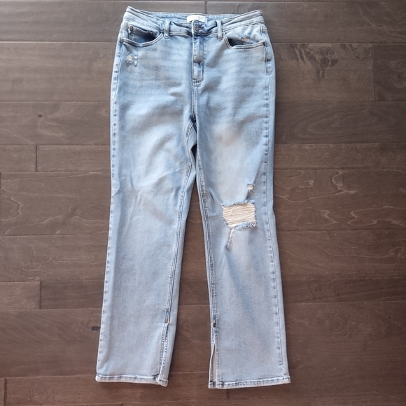 Judy Blue Adrian High Rise Straight Leg Split Hem Jeans - Picture 2 of 16